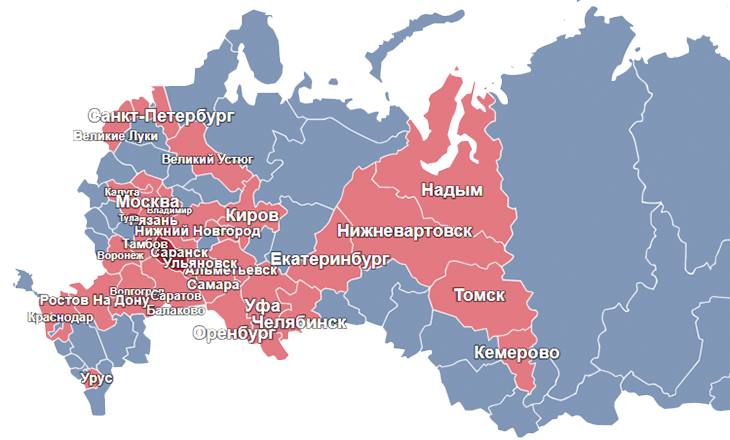 Карта наших клиентов с отзывами